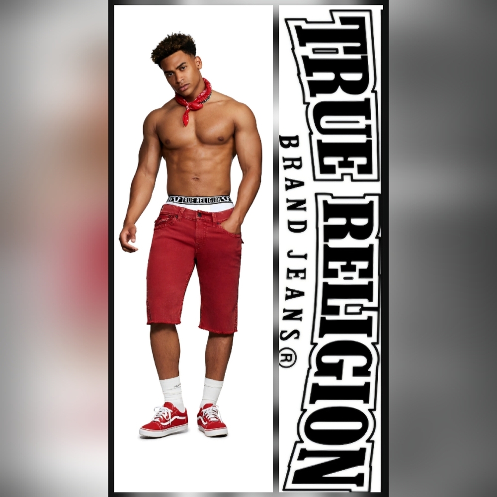 Men's True Religion Ricky Red Denim Shorts - Picture 11 of 11